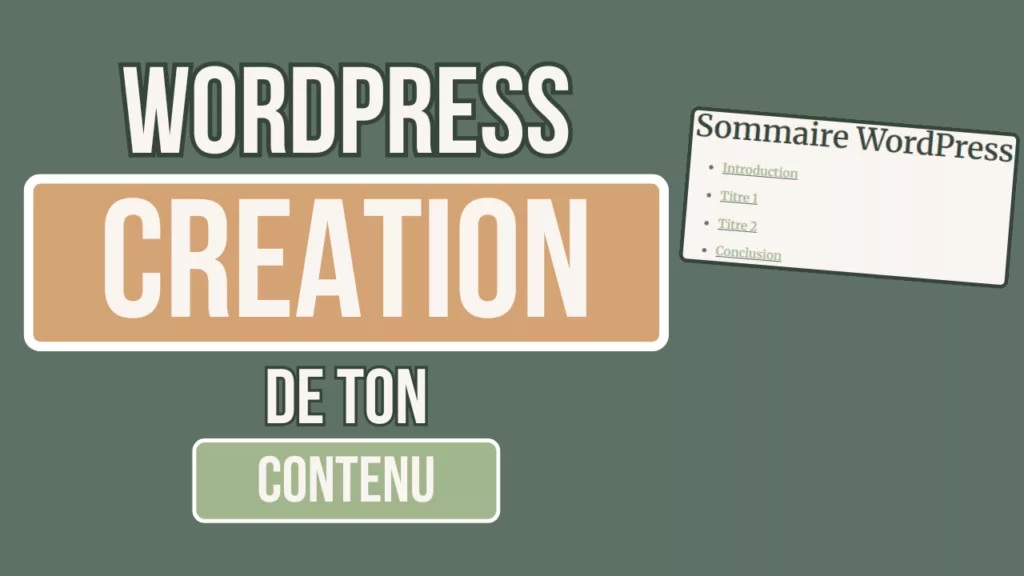 wordpress creation sommaire