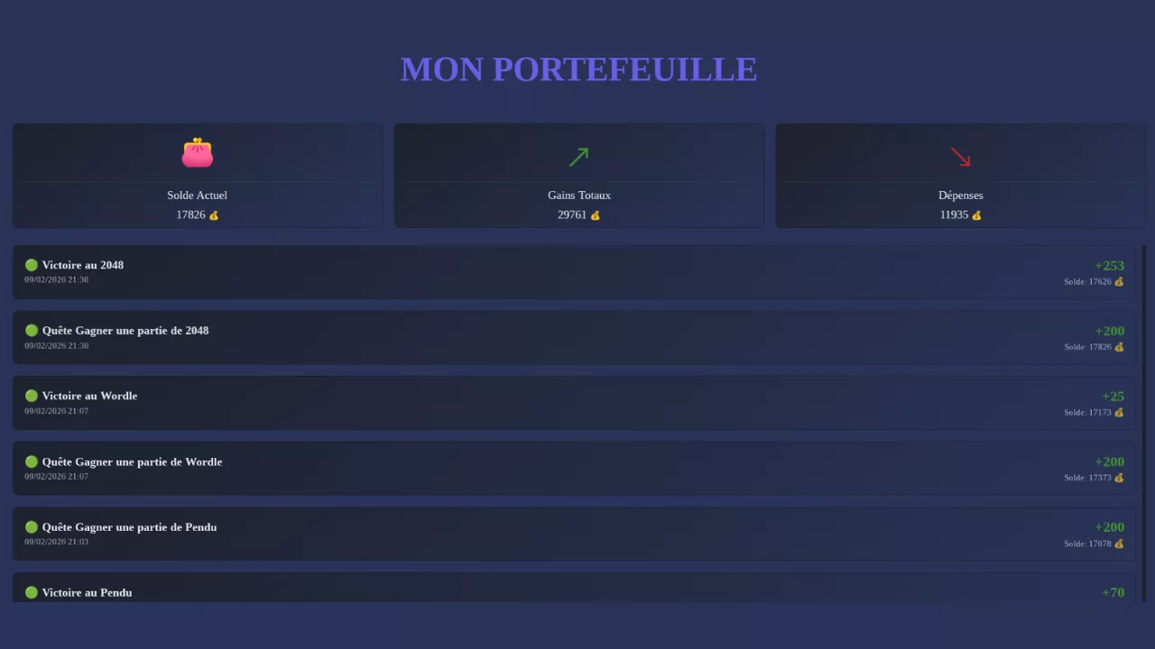 Portefeuille et gestion des jetons YapadChat